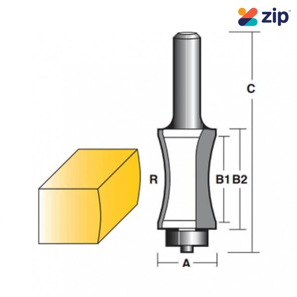 Carb-I-Tool THBN60B1/2 - 12.7 mm (1/2”) Shank Half Bull Nose Radius Bit