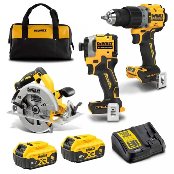 DEWALT DCZ321P2-XE - 18V 2 x 5.0Ah Cordless Brushless 3 Piece Combo Kit Combo Kits 18v