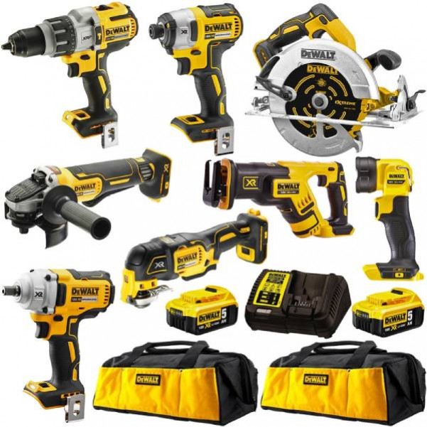 Dewalt DCZ898P2-XE - 18V 5.0Ah XR Li-ion Cordless Brushless 8 Piece Combo Kit