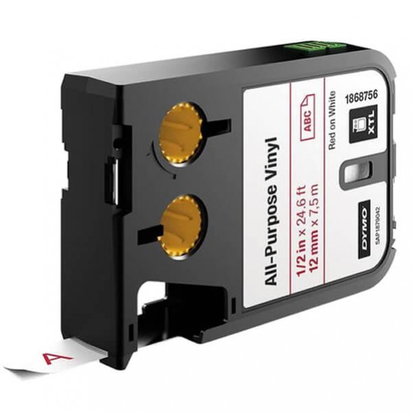 DYMO XTL Red and White Label Series - 7m All-Purpose Vinyl Continuous & Pre-sized Labels XTL Lables