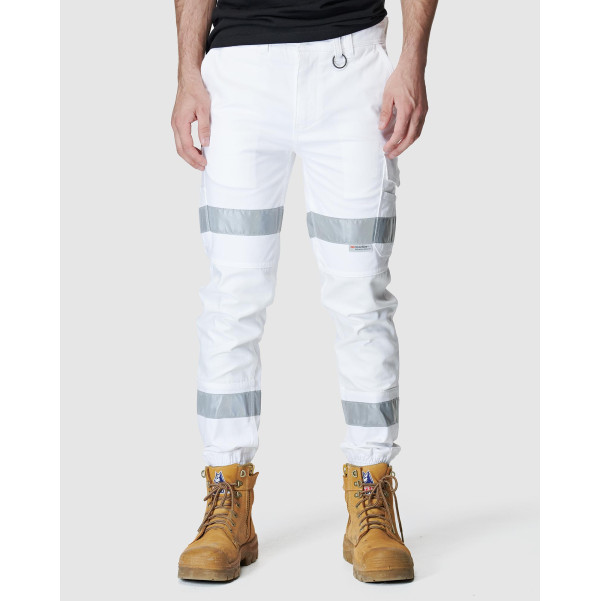 ELWD EWD107_653 - MENS REFLECTIVE CUFFED PANT WHITE 