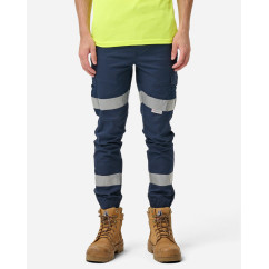 ELWD EWD108_404 - MENS REFLECTIVE CUFFED ELASTIC PANT NAVY Workwear Pants