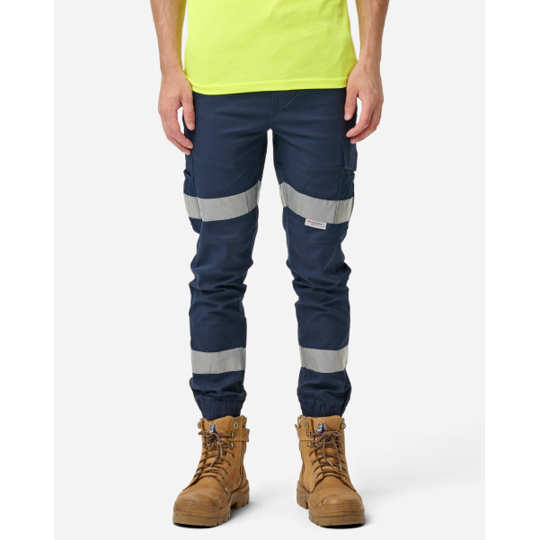 ELWD EWD108_404 - MENS REFLECTIVE CUFFED ELASTIC PANT NAVY Workwear Pants ELWD EWD108_404 - MENS REFLECTIVE CUFFED ELASTIC PANT NAVY Workwear Pants