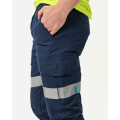ELWD EWD108_404 - MENS REFLECTIVE CUFFED ELASTIC PANT NAVY Workwear Pants ELWD EWD108_404 - MENS REFLECTIVE CUFFED ELASTIC PANT NAVY Workwear Pants