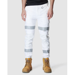 ELWD EWD108_653 - MENS REFLECTIVE CUFFED ELASTIC PANT WHITE 