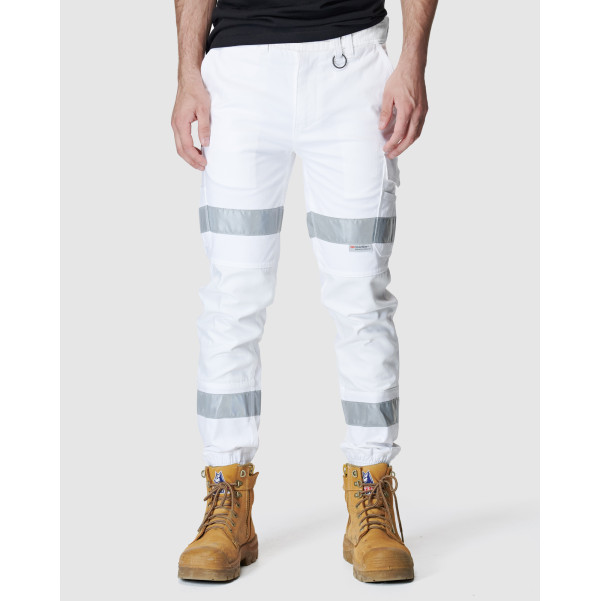 ELWD EWD108_653 - MENS REFLECTIVE CUFFED ELASTIC PANT WHITE ELWD EWD108_653 - MENS REFLECTIVE CUFFED ELASTIC PANT WHITE