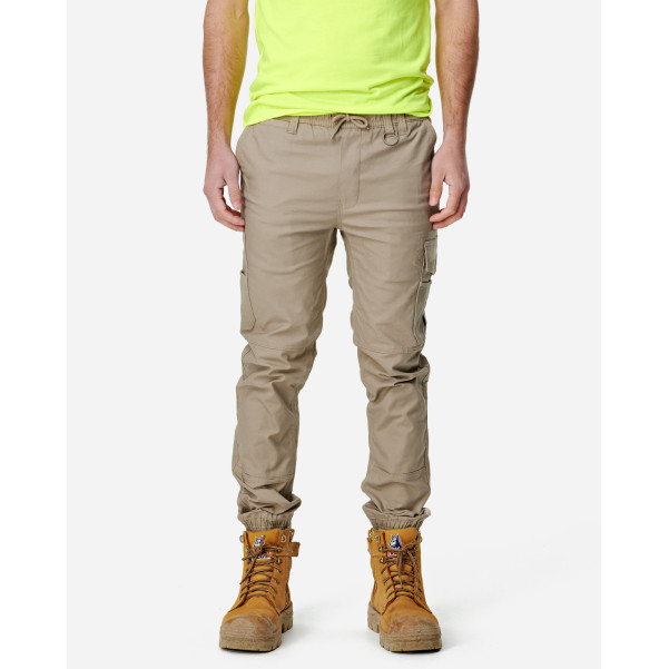 ELWD EWD109_578 - MENS CUFFED ELASTIC PANT STONE Workwear Pants ELWD EWD109_578 - MENS CUFFED ELASTIC PANT STONE Workwear Pants