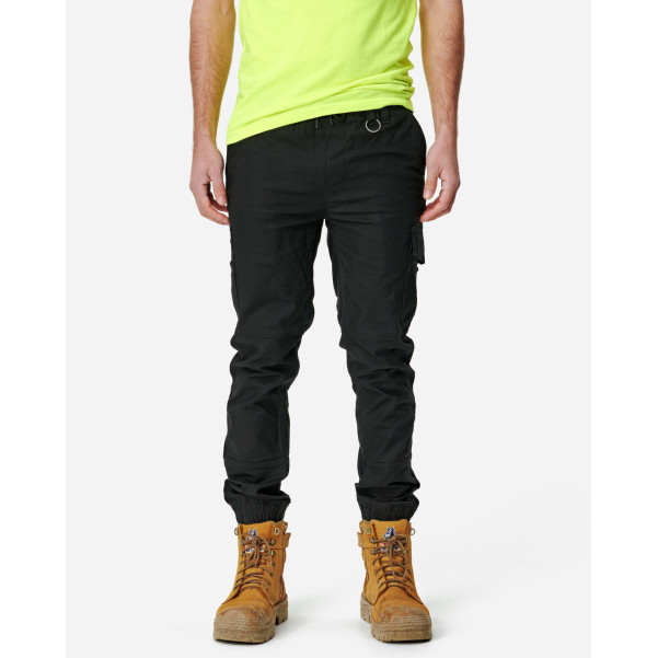 ELWD EWD109_BLK - MENS CUFFED ELASTIC PANT BLACK Workwear Pants ELWD EWD109_BLK - MENS CUFFED ELASTIC PANT BLACK Workwear Pants