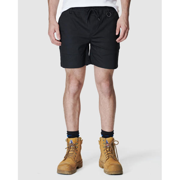 ELWD EWD204_BLK - MENS ELASTIC BASIC SHORT BLACK Workwear Shorts