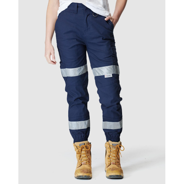 ELWD EWD507_404 - WOMENS REFLECTIVE CUFFED PANT NAVY Workwear Pants ELWD EWD507_404 - WOMENS REFLECTIVE CUFFED PANT NAVY Workwear Pants