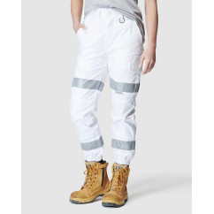 ELWD EWD507_653 - WOMENS REFLECTIVE CUFFED PANT WHITE Workwear Pants