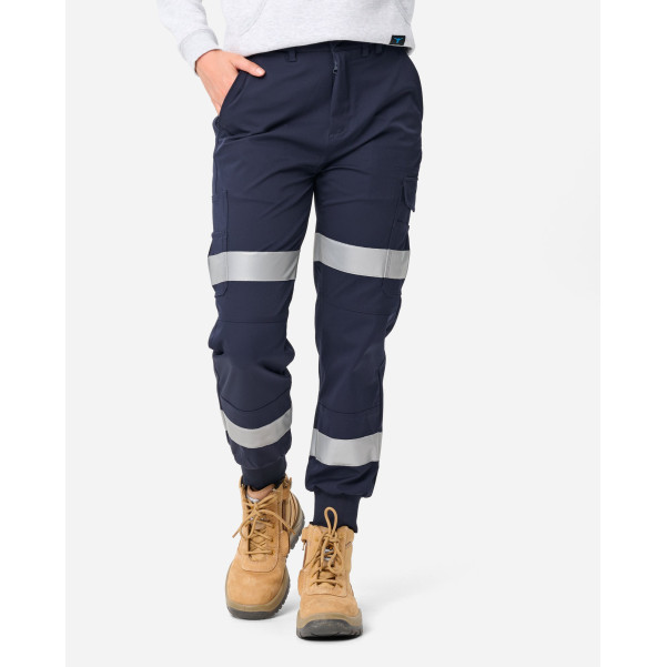 ELWD EWD512_404 - WOMENS REFLECTIVE CUFFED LIGHT PANT NAVY Workwear Pants ELWD EWD512_404 - WOMENS REFLECTIVE CUFFED LIGHT PANT NAVY Workwear Pants