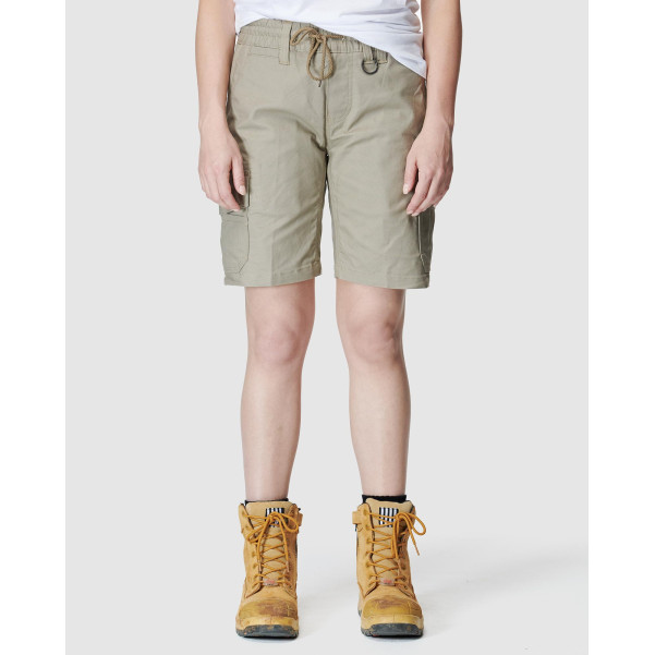 ELWD EWD602_578 - WOMENS ELASTIC UTILITY SHORT STONE Workwear Shorts ELWD EWD602_578 - WOMENS ELASTIC UTILITY SHORT STONE Workwear Shorts