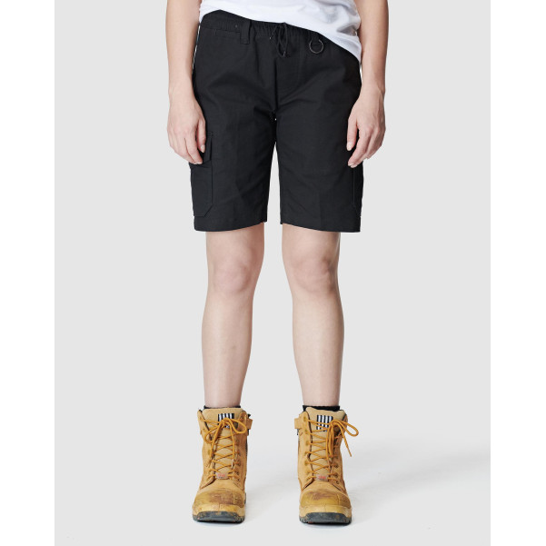 ELWD EWD602_BLK - WOMENS ELASTIC UTILITY SHORT BLACK Workwear Shorts ELWD EWD602_BLK - WOMENS ELASTIC UTILITY SHORT BLACK Workwear Shorts