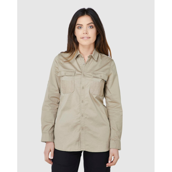 ELWD EWD701_EGJ - WOMENS UTILITY SHIRT LIGHT STONE Workwear Shirts ELWD EWD701_EGJ - WOMENS UTILITY SHIRT LIGHT STONE Workwear Shirts
