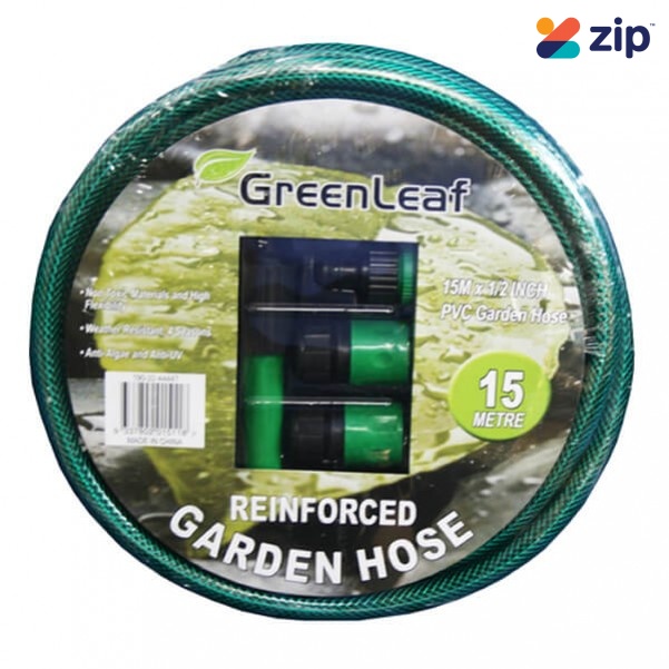 GreenLeaf 190-32-44447 - 15M 1/2" with 4PC Fitting Garden Hose Hoses & Hose Reels - Water/Garden