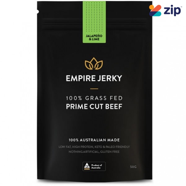 EMPIRE JERKY Jalapeno & Lime Favourite 100% Grass Fed Prime Cut Beef Jerky - 50G Hydration