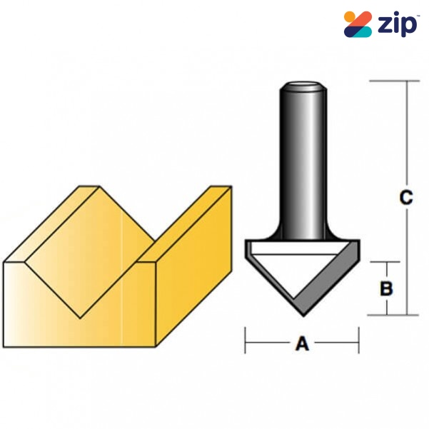 Carb-I-Tool T 1230 1/2 - 1.9/16 X 90 DEG TCT 1/2” Shank Carbide Tipped VEE Groove Bit