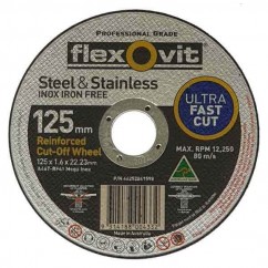 FLEXOVIT 66252841598 - 125 x 1.6 x 22.23 mm Metal Cutting Wheel 15127016