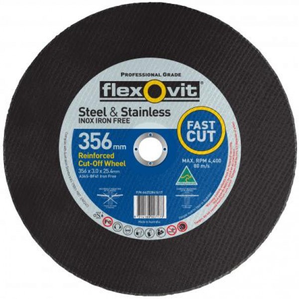 FLEXOVIT 66252841617 - Cut-off Wheel Portable Chop Saws - Metal L/speed Type 41 AO 356mm x 3mm x 25.4mm