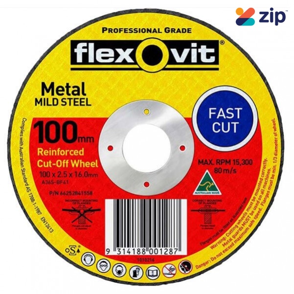 FLEXOVIT 66252841558 - 100 x 2.5 x 16mm FH38-A36S Metal Cut Off Disc 1010216