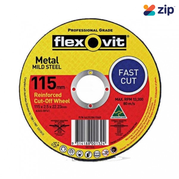 FLEXOVIT 66252841560 - 115 x 2.5 x 22.23mm FH38-A36S Metal Cut Off Disc 1011522