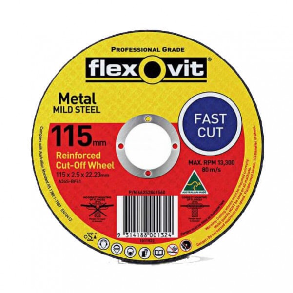 FLEXOVIT 66252841560 - 115 x 2.5 x 22.23mm FH38-A36S Metal Cut Off Disc 1011522