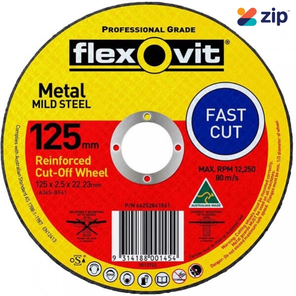 FLEXOVIT 66252841561 - 125 x 2.5 x 22.23mm FH38-A36S Metal Cut Off Disc 1012722