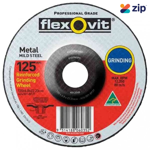 FLEXOVIT 66252841682 - 180 x 6.8 x 22.2mm A24 / 30T Metal Grinding Disc 6012768