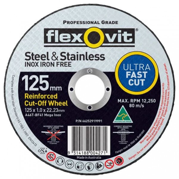 FLEXOVIT 66252919991 - 125 x 1.0 x 22.23mm Metal Cutting Wheel 15127010