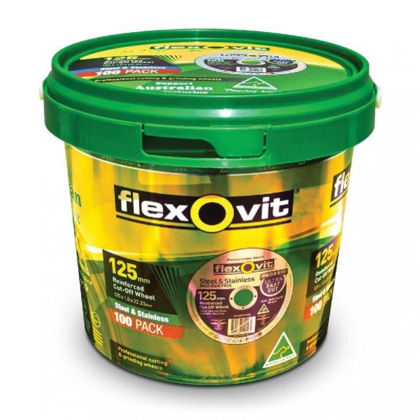 FLEXOVIT 66253371411 - 125 x 1.0 x 22.23mm 100-Pack Metal Cutting off Wheel 15127010PROMO Cutting Discs