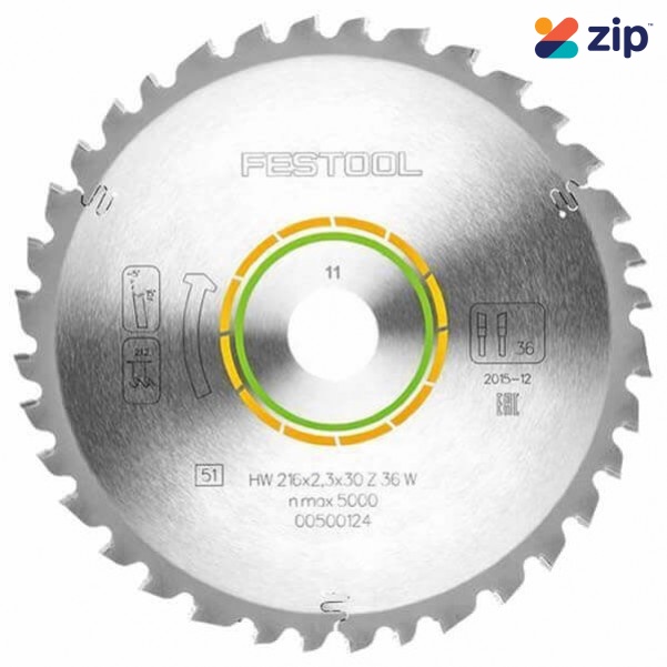 Festool 216x2,3x30 W36 - 36 Tooth 216mm x 2.3 x 30mm Universal Saw Blade 500124  Festool Saw Accessories