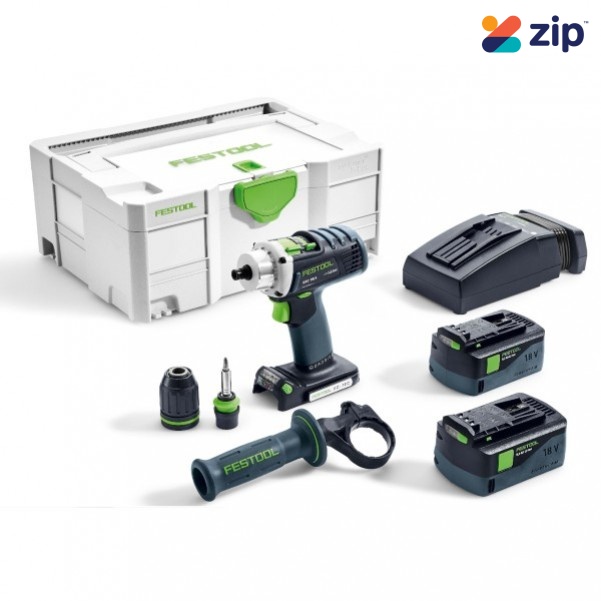 Festool DRC 18/4 Li 5.2 Plus - 18V QuaDrive Brushless Cordless Drill Driver Kit 575010