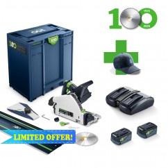 Festool TSC 55KEBI-Plus/XL-FS - 18V 5.0Ah 160mm TSC 55 Plunge Saw XL Set w/ 1400mm Rail 577282 - 100yr Special Edition
