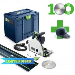 Festool TS 60 KEBQ-Plus-FS - TS 60K 168mm Brushless Plunge Cut Saw in Systainer with 1400mm Rail 577419 - 100yr Special Edition