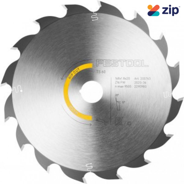 Festool HW 168x1,8x20 PW16 - 16 Tooth 168mm x 1.8mm x 20mm Panther Saw Blade 205763