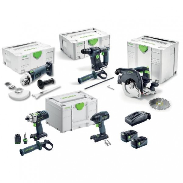 Festool F28728 - 18V 5.2Ah Cordless Brushless 5 Piece Combo Kit