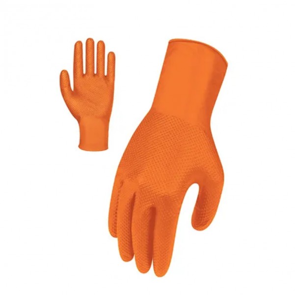 Force360 GWORX006/L - Orange SafeTouch Industrial Disposable Nitrile Glove Size L