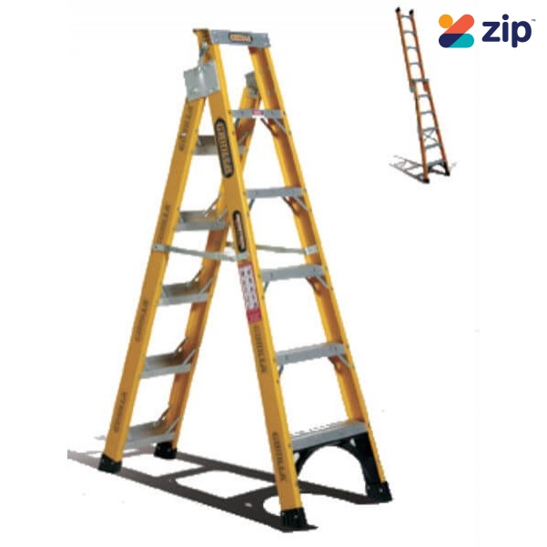 Gorilla Ladders FDM006-I - 1.8m-3.2m 150KG Industrial Fibreglass Dual Purpose Ladder Step Ladders