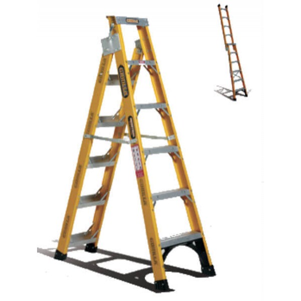 Gorilla Ladders FDM006-I - 1.8m-3.2m 150KG Industrial Fibreglass Dual Purpose Ladder