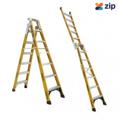 Gorilla Ladders FDM007-HD - 180kg Heavy Duty 2.1m Dual Purpose Fibreglass Ladder Step Ladders