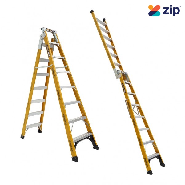 Gorilla Ladders FDM008-HD - 180kg Heavy Duty 2.4m Dual Purpose Fibreglass Ladder Step Ladders