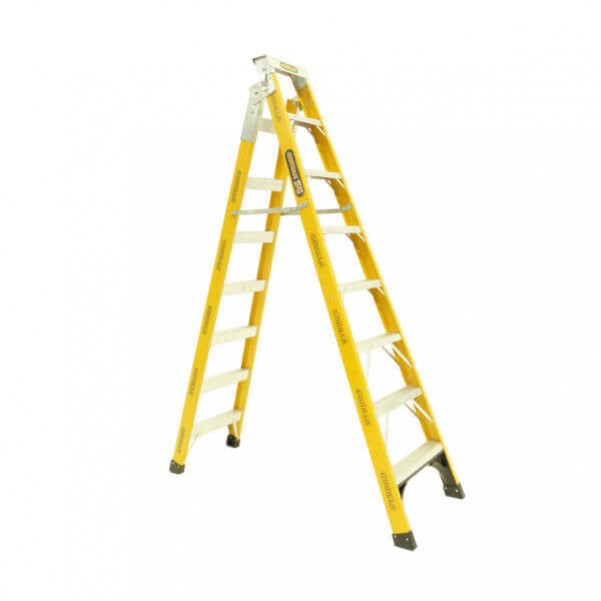 Gorilla Ladders FDM008-I - 2.4-4.5m 150KG Industrial Fibreglass Dual Purpose Ladder Step Ladders