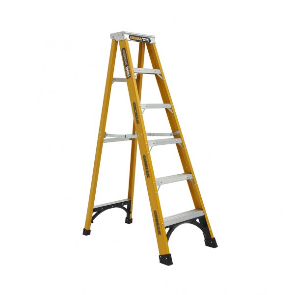 Gorilla Ladders FM006-HD - 180kg Heavy Duty 1.8m Single Sided Fibreglass Ladder Step Ladders
