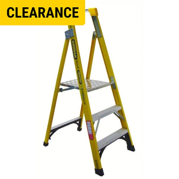 Gorilla Ladders FPL003-I - 0.9m 150kg Industrial Fibreglass Platform Ladder  Platform Ladders & Order Pickers