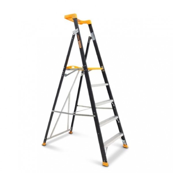 Gorilla Ladders FPL005-PRO - 1.5m 150kg 5-Step Fibreglass Industrial Platform Ladder