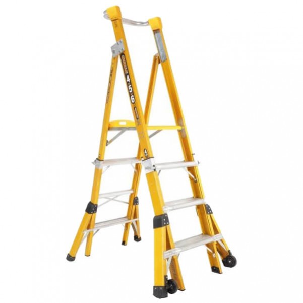 Gorilla Ladders FPL0406-I - 1.2-1.8m 150kg  Industrial Fibreglass Adjustable Platform Ladder Platform Ladders & Order Pickers