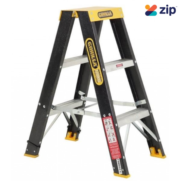 Gorilla Ladders FSM003-C - 0.9m 120Kg Industrial Fibreglass Double Sided Step Ladder
