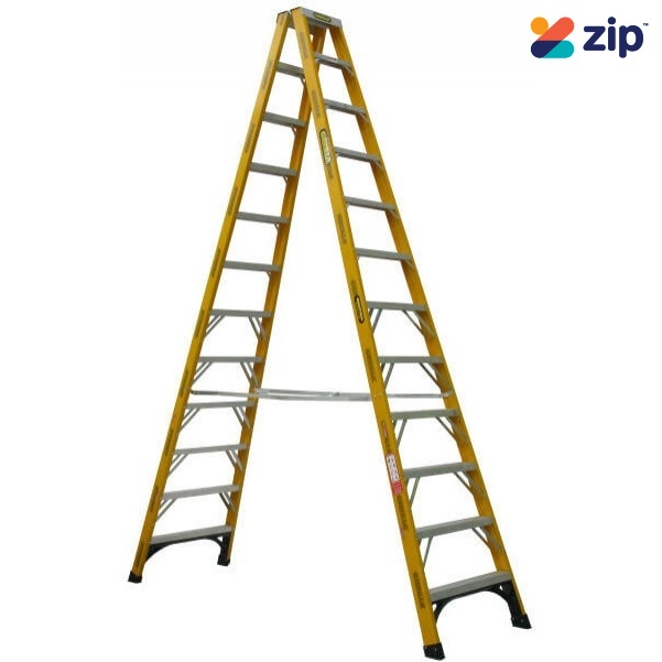 Gorilla Ladders FSM012-I - 3.6m 150kg Industrial Fibreglass Double Sided Step Ladder Step Ladders