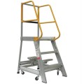 Gorilla Ladders GOP03-ST - 0.9m 200KG Industrial Aluminium Order Picking Ladder w/ Step Through Handrail Combo Kit